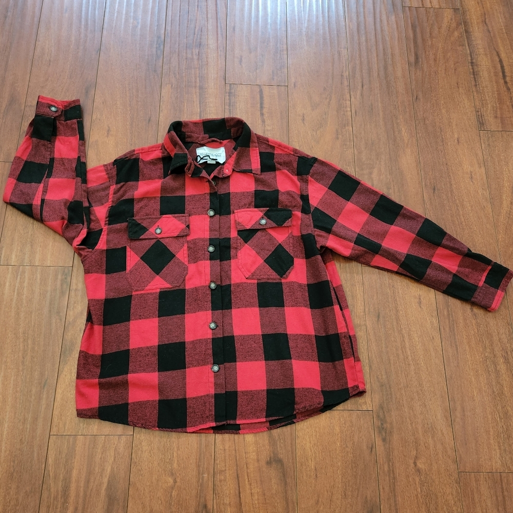 RESERVE FAIRFAX MEN'S BLACK/RED BUFFALO PLAID BUTTON DOWN SHIRT SZ XL